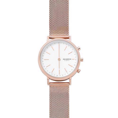 Image of rosa forgyldt stål Hald hybrid smartwatch quartz med to visere dame ur fra Skagen Connected